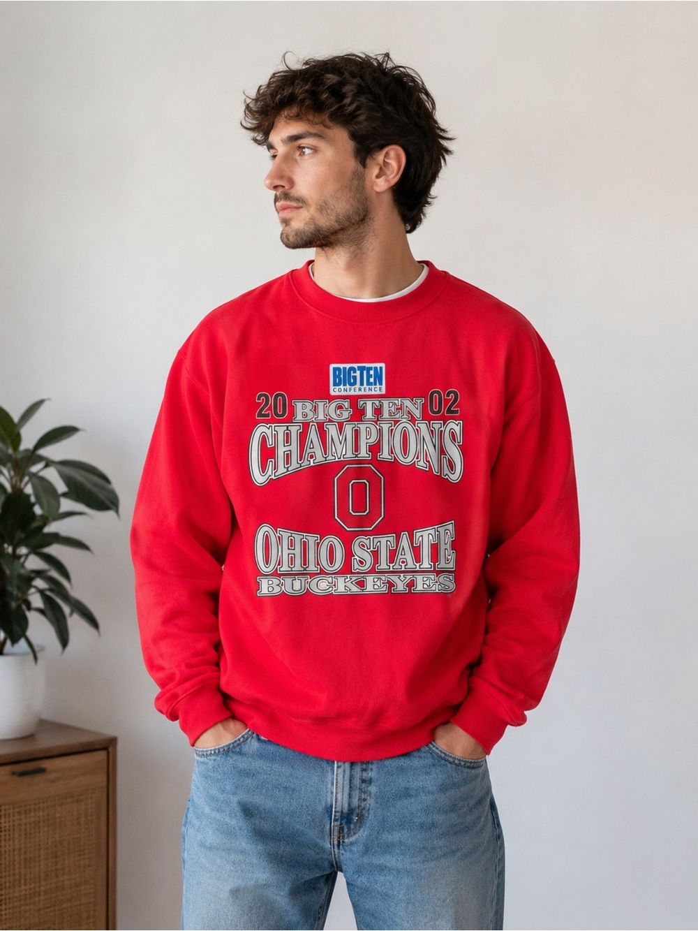 Vintage 2002 Ohio State Buckeyes Big Ten Champions Crewneck Sweatshirt Red Y2K